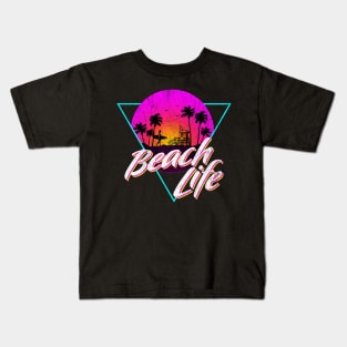 Vintage Fade Beach Life design Kids T-Shirt